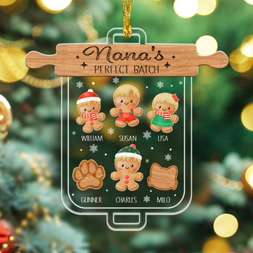 Nana's Perfect Batch - Personalized Wood & Acrylic Ornament - Christmas Gift For Grandma