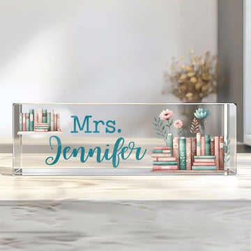 Personalized Teacher Desk Name Plate, School Librarian Gifts, Teacher Appreciation Gifts, Teacher Name Sign, Book Lover Gift, Librarian Gift