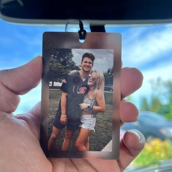 Personalized Photo Car Ornament, Car Photo Tag, Hanging Car Photo Gift, Gift for Husband, Wife, Anniversary, Valentines, Christmas Gift