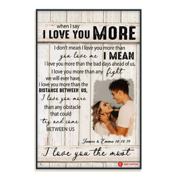 I Love You More Custom Photo Canvas Gift For Couple