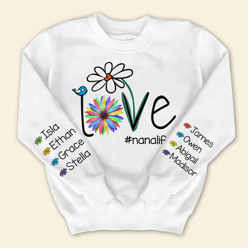 Love Nana Life Flower - Personalized Sweatshirt - Gift For Grandma