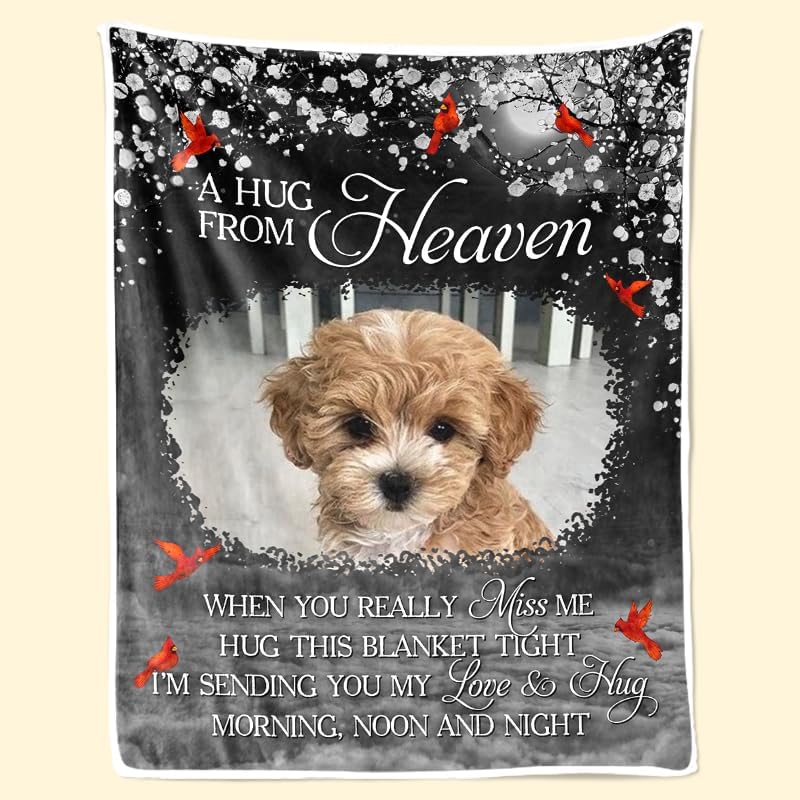 Our Love And Hugs, Custom Dog Memorial Blankets With Pictures, Personalized Photo Dog Blanket Gifts For Dog Lovers, Dog Memorial Gifts For Loss Of Dog, Pet Loss Gifts, Dog Throw Blankets