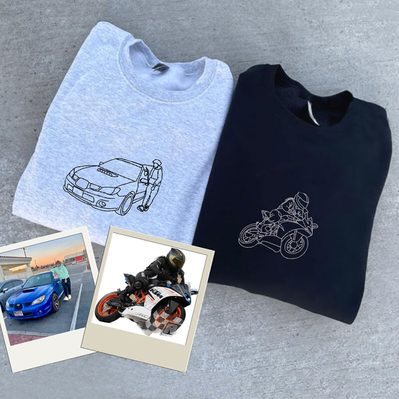 Personalized embroidered custom car with photo shirt - Handmade shirt