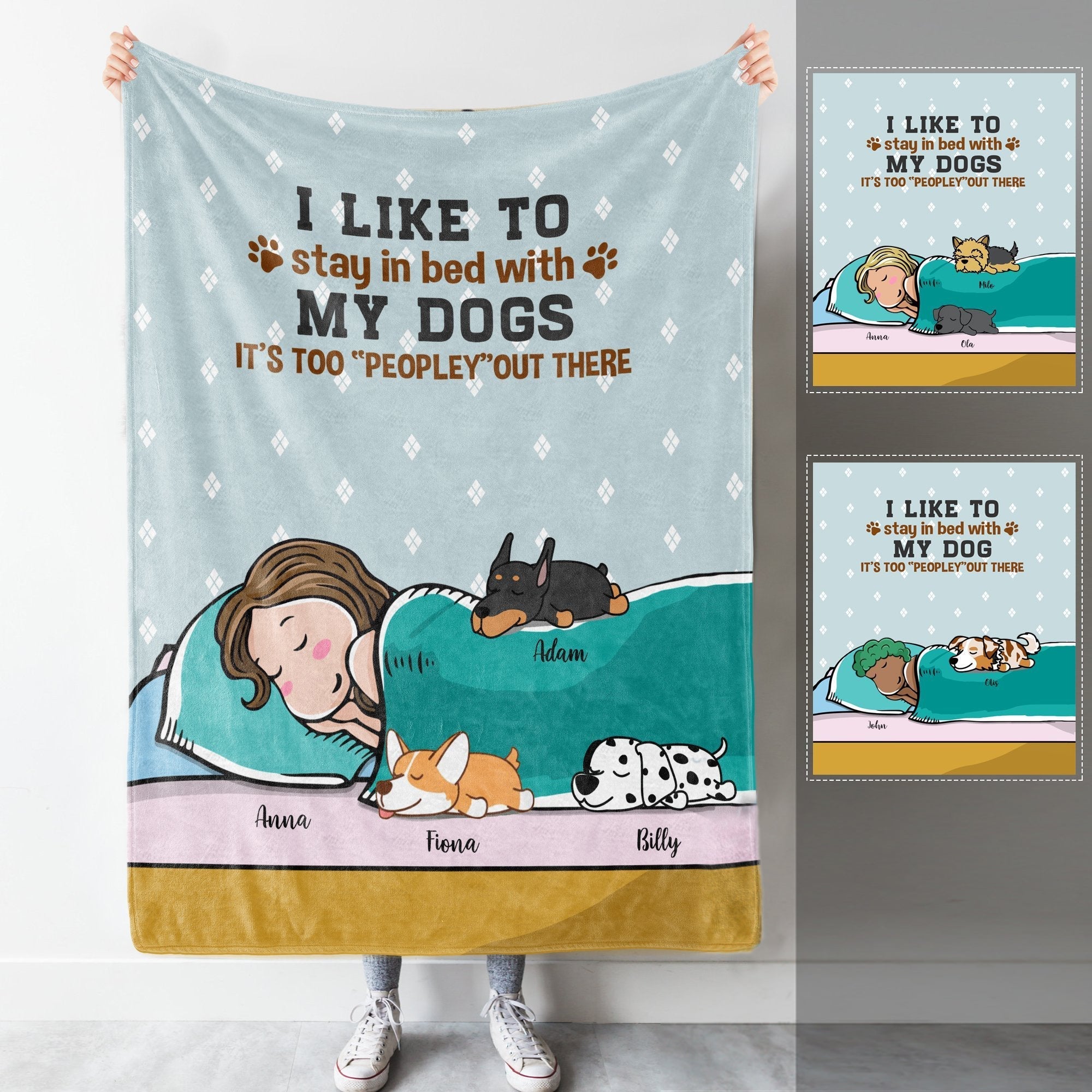 Stay In Bed With My Dog Custom Blanket Gift For Dog Lovers