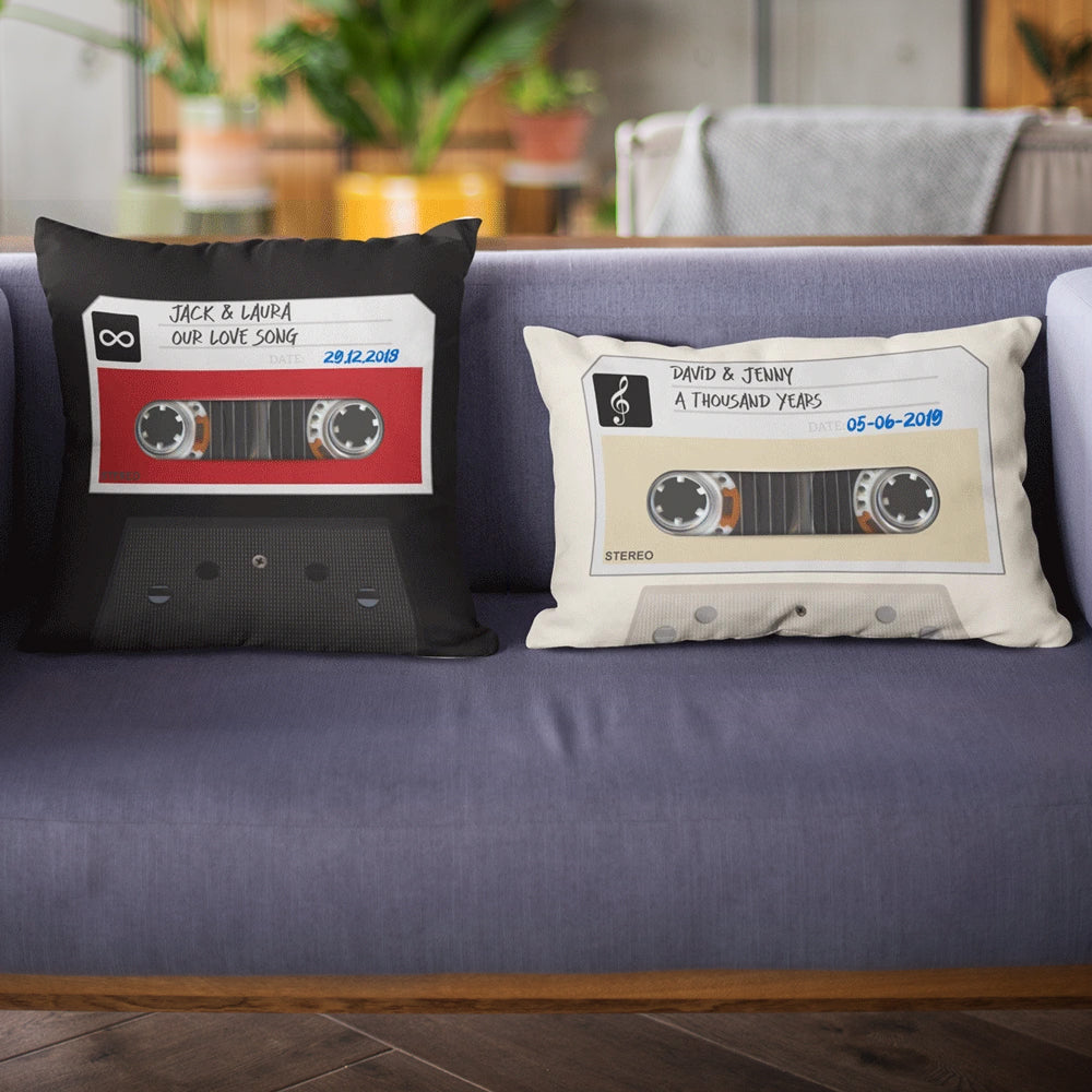 Our Love Song Cassette Tape Custom Pillow Gift For Couple