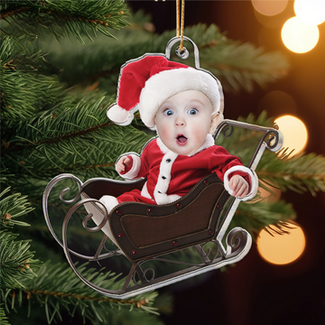 Adorable Newborn Baby - Personalized Newborn Christmas Photo Ornament