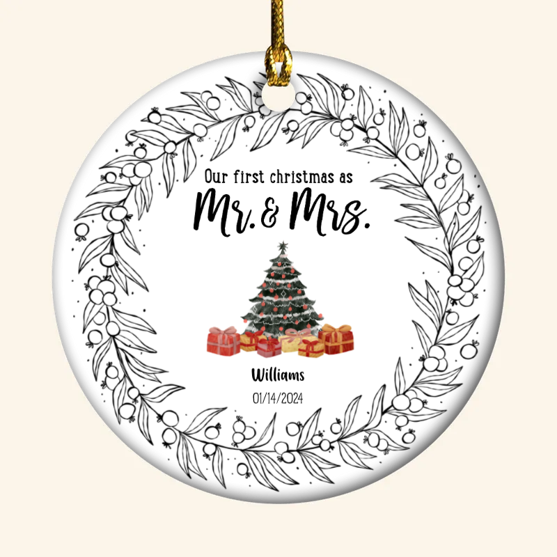 Our First Christmas As Partner - Personalized Ornament - Christmas Gift For Couple, Husband, Wife