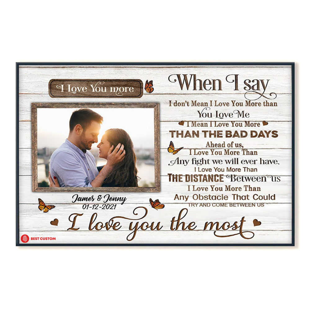 I Love You The Most Personalized Photo Canvas Couple