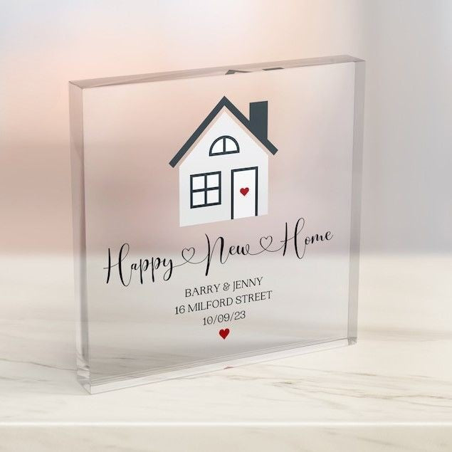 Personalised New Home Acrylic Block, Happy New Home, Personalized Moving Gift, Housewarming Present, First Home Gift, New Home Present