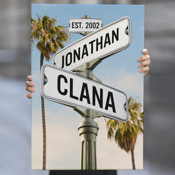 Couple Street Sign - Personalized Canvas - Gift For Couple