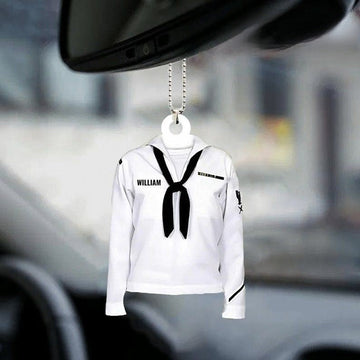 Sailor Navy Uniform Personalized Flat Car Ornament For Navy Proud, Navy Family Shirt, Sailor Ornament