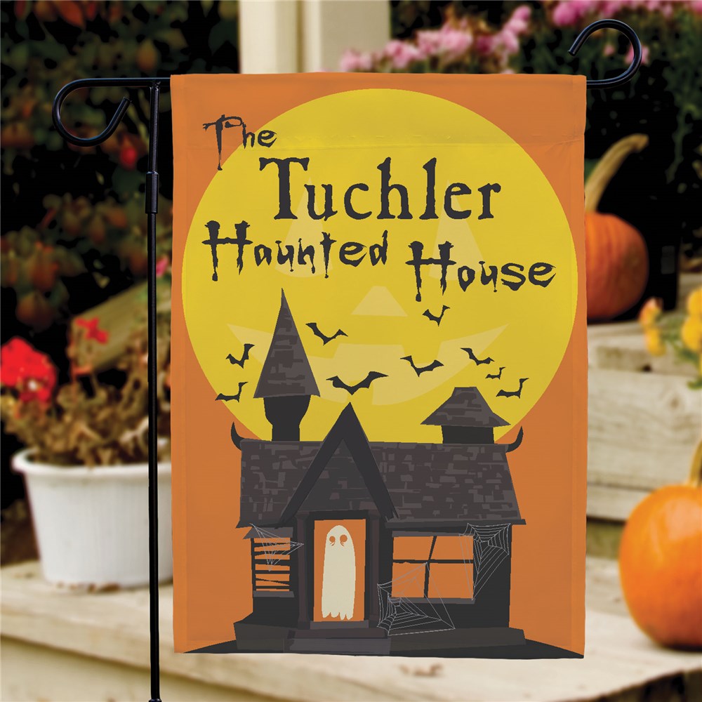 Personalized Haunted House Garden Flag - Halloween