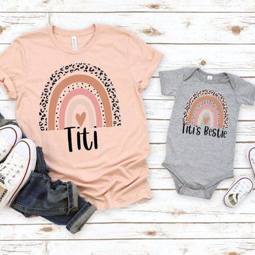 Titi And Niece Matching Shirt, Titi's Bestie Baby Suit, Rainbow Titi Shirt, Auntie and Niece Shirt, Titis Bestie Toddler Shirt, Aunt Tee