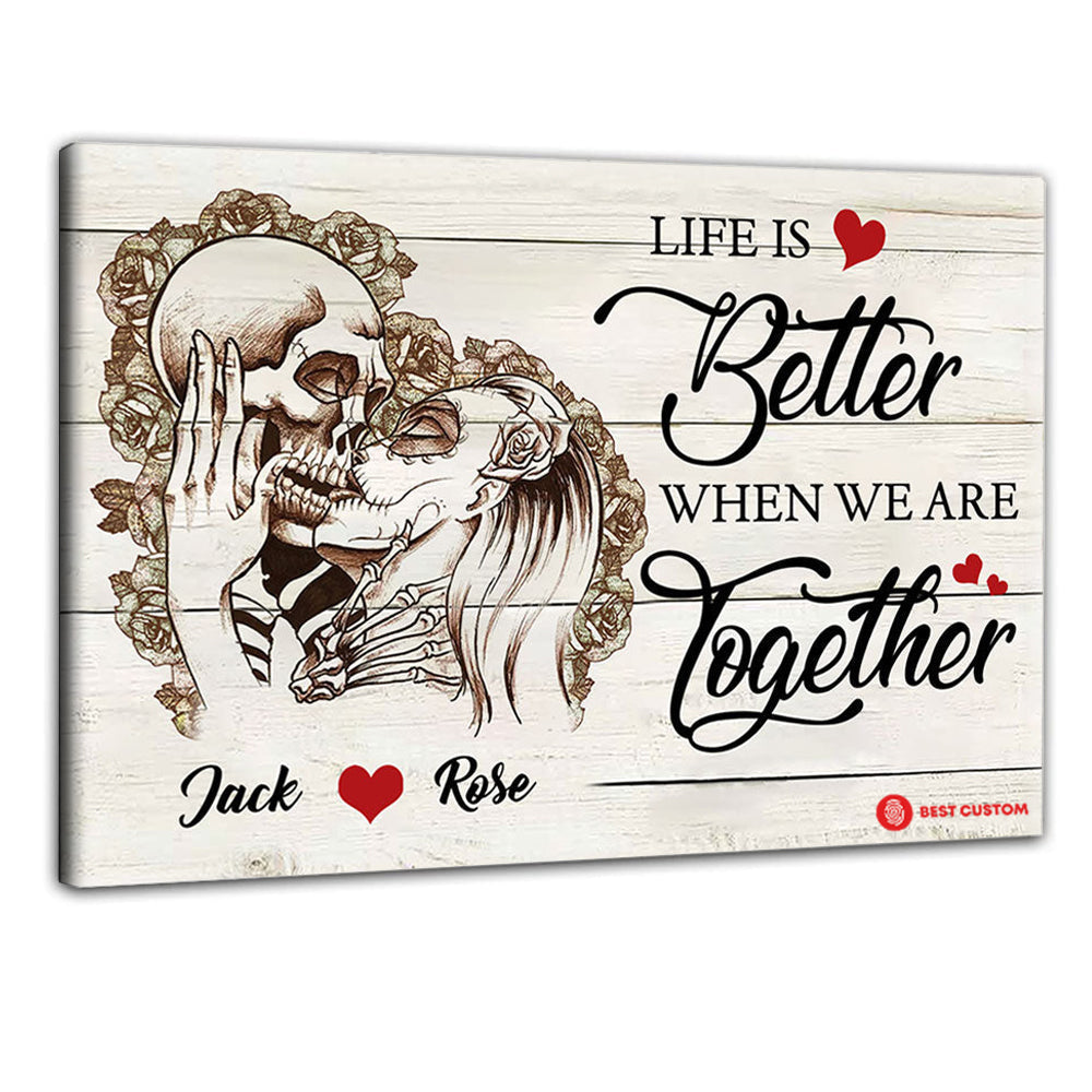 Skull We Are Together Personalized Canvas Gift For Couple