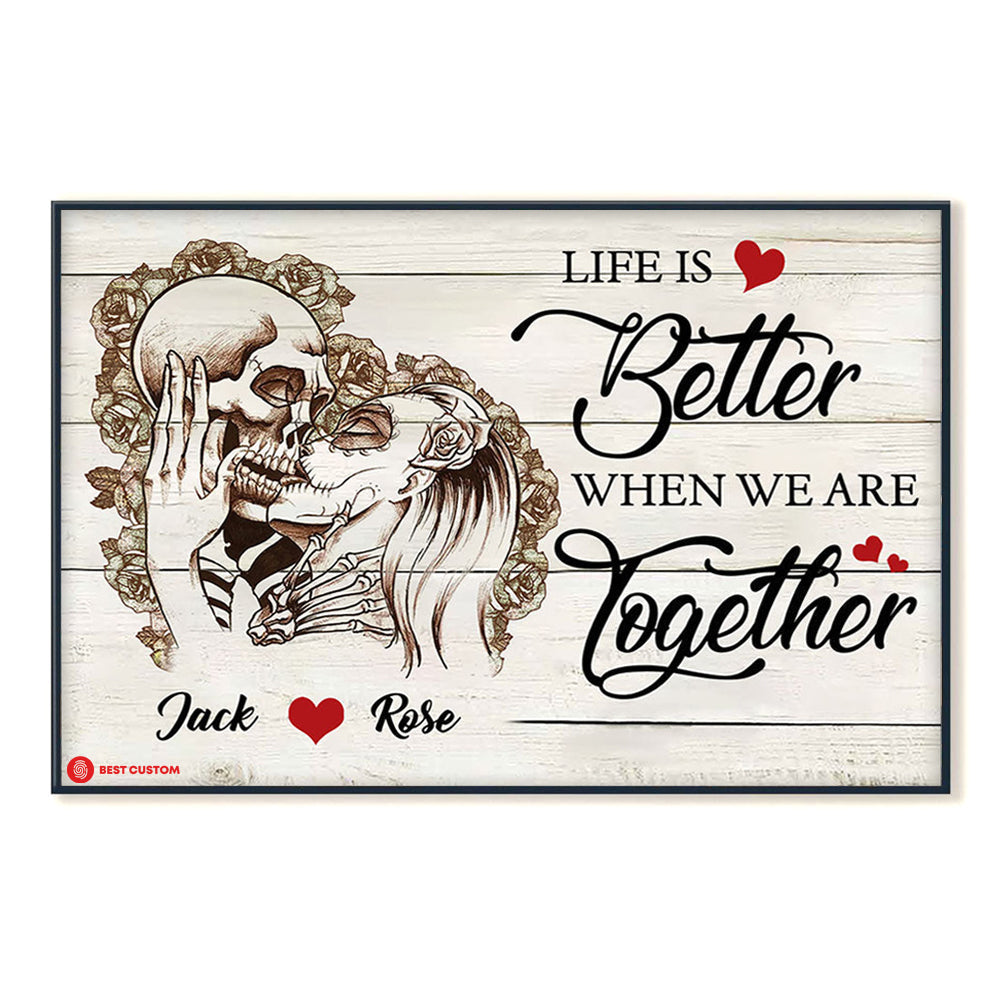 Skull We Are Together Personalized Canvas Gift For Couple