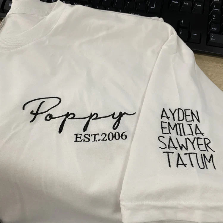 Papa Est Embroidered Father's Day Shirt