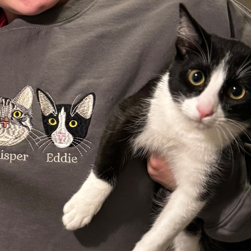 Personalized embroidered custom cat with photo shirt