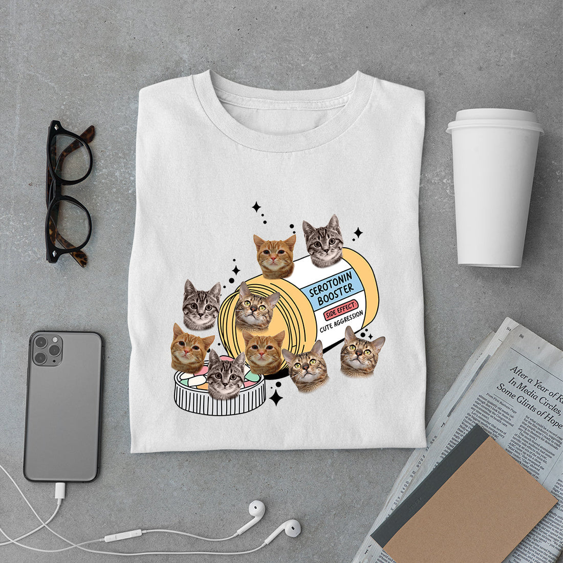 Antidepressant Cat - Personalized Custom Cat Photo Shirt