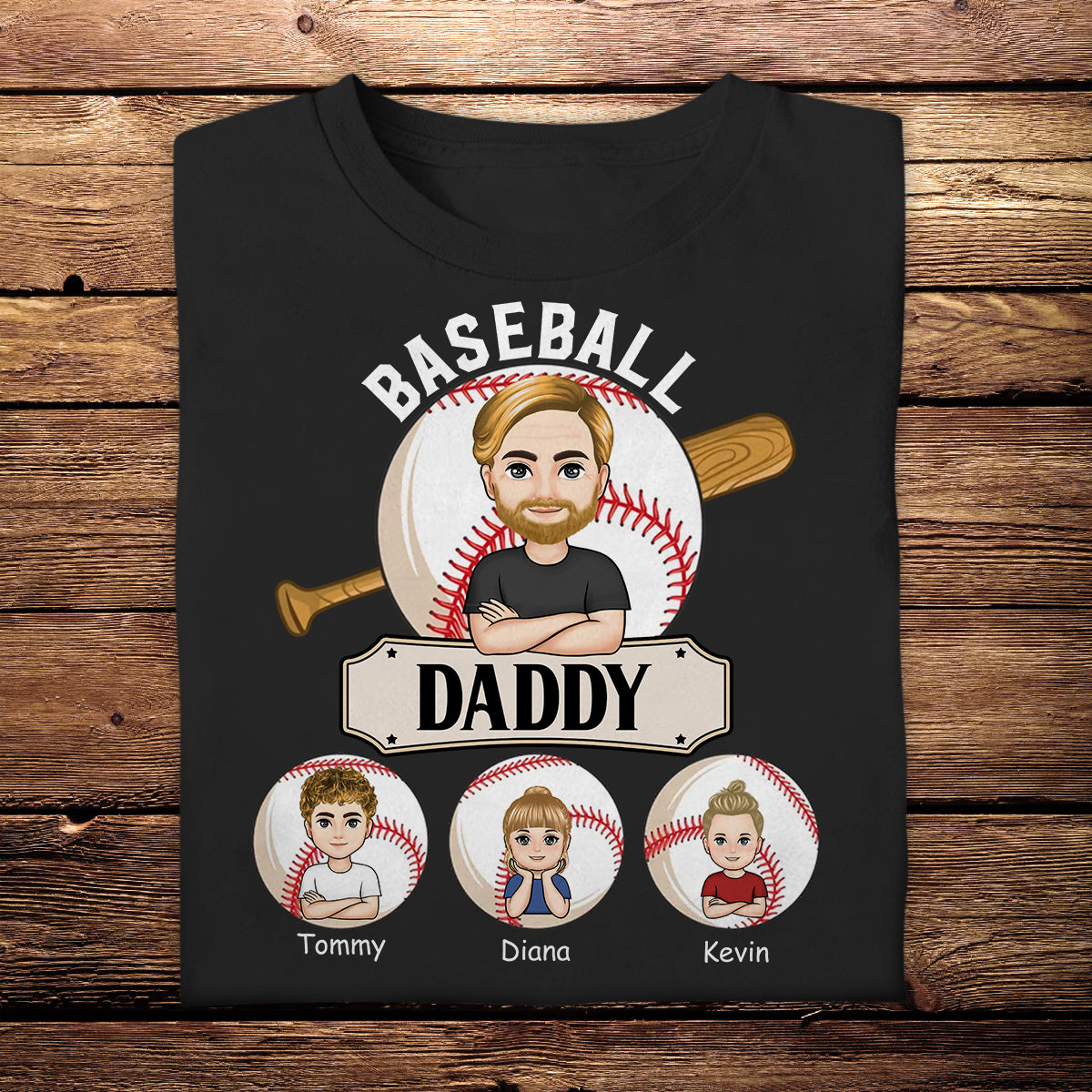 Baseball Dad And Kids - Personalized Apparel - Gift For Dad, Father, Daddy, Father's Day