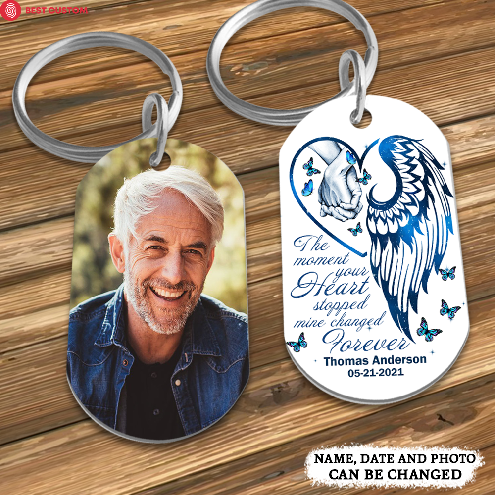 The Moment Your Heart Stopped Personalized Stainless Steel Keychain Memorial