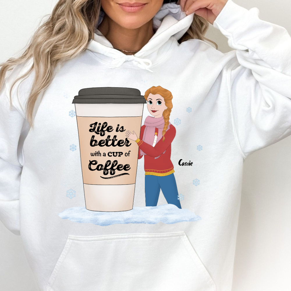 Life Is Better With A Cup Of Coffee Christmas - Personalized Hoodie - Gift For Friends, Bestie, Christmas Season