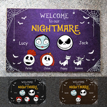 Welcome To Our Nightmare Personalized Doormat Gift For Halloween