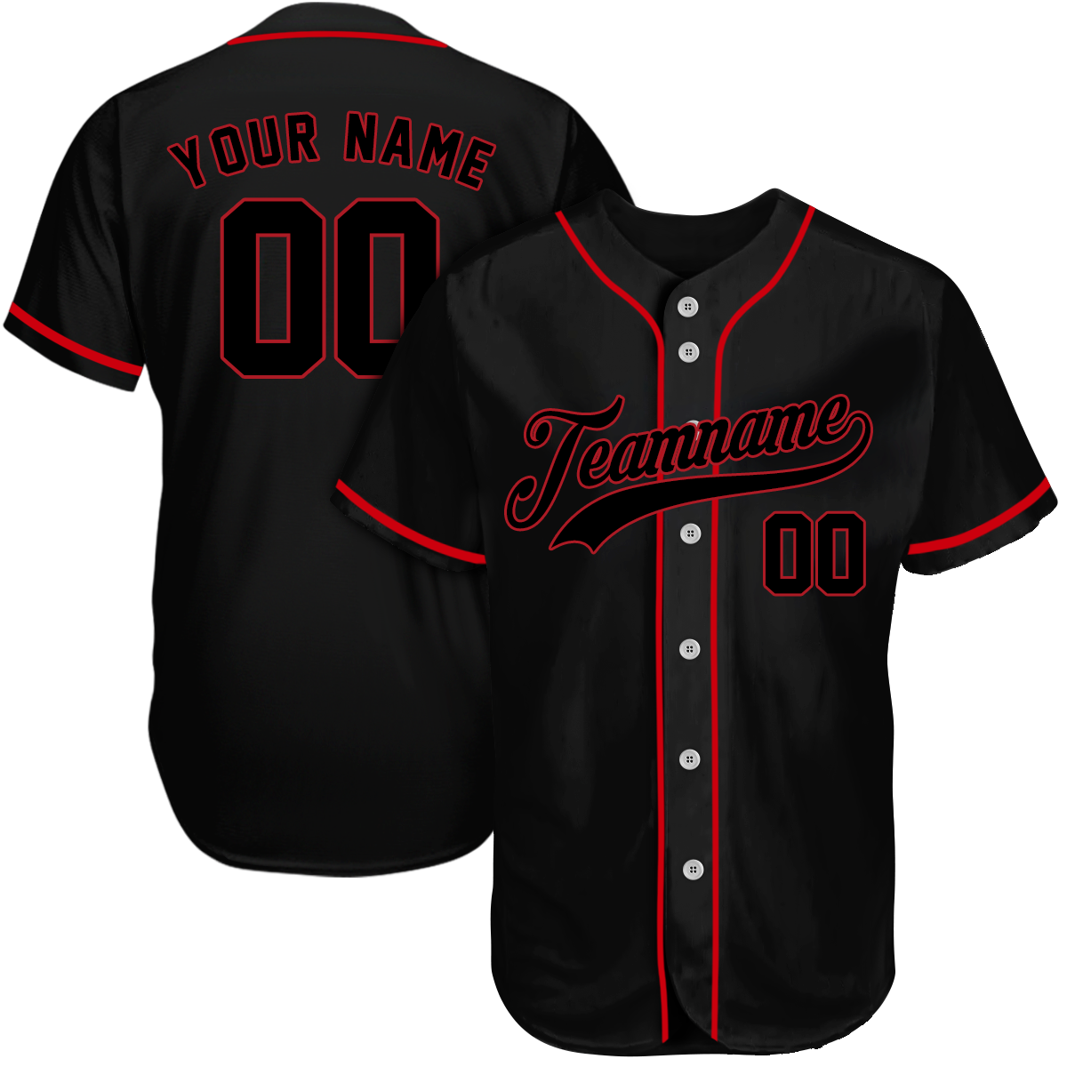 Custom Black Red Baseball Jersey