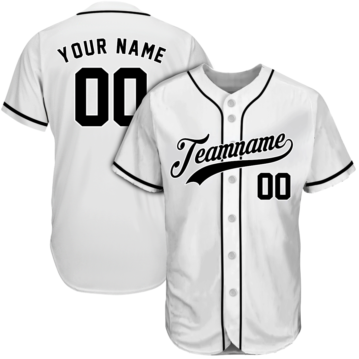 Custom White Black Baseball Jersey