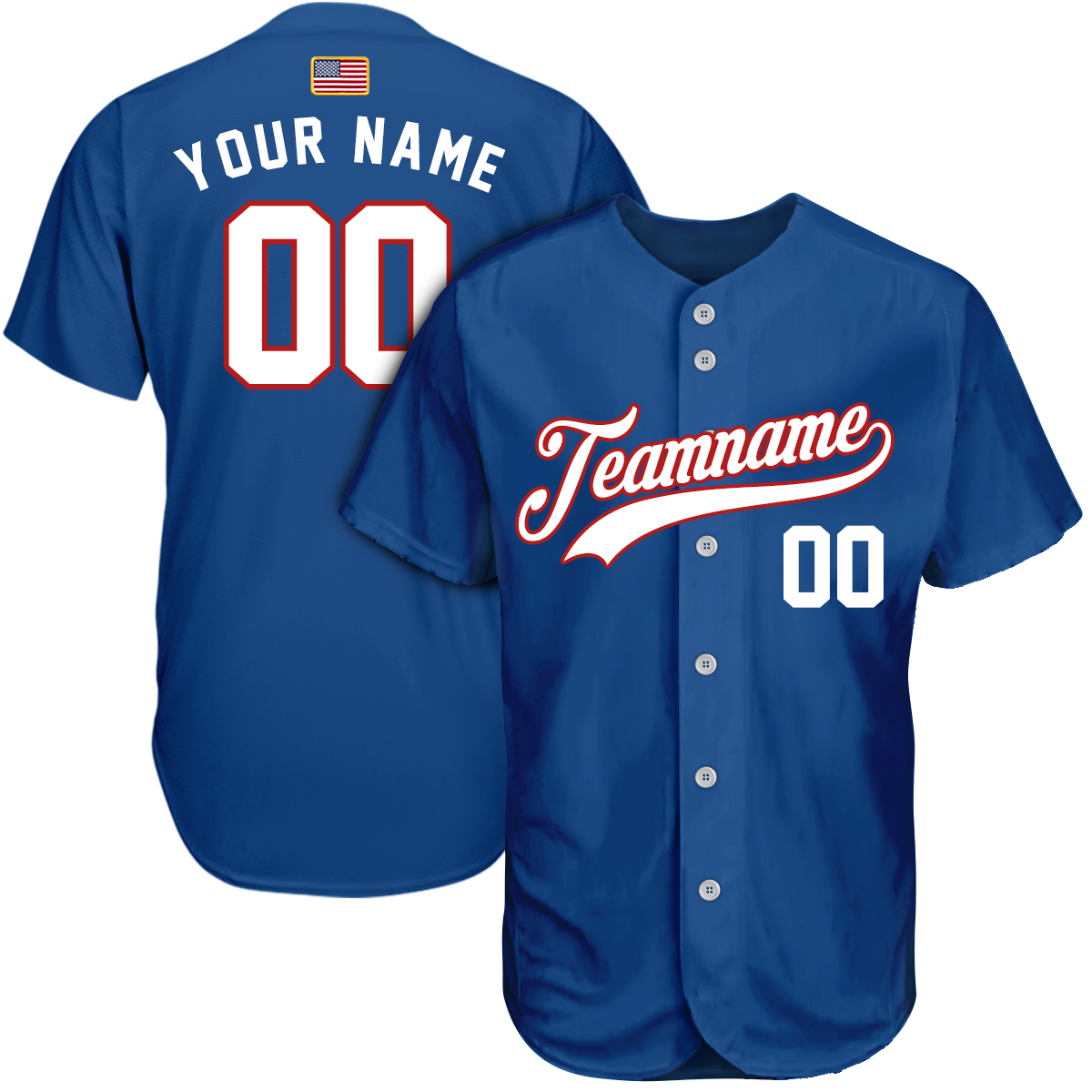 Custom Blue White Red Baseball Jersey