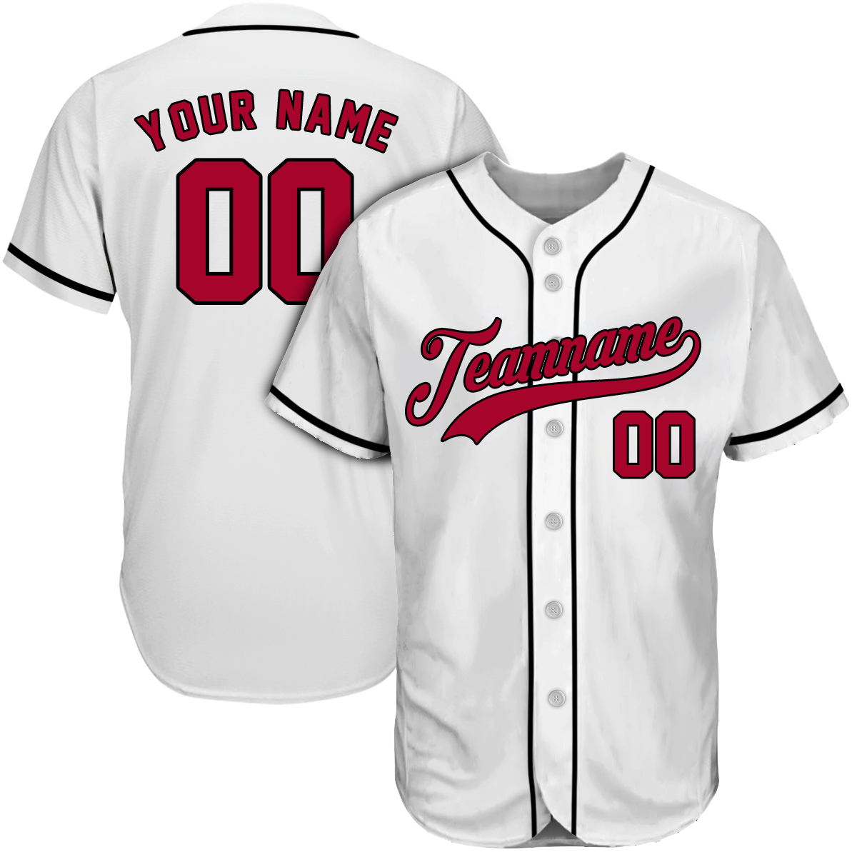 Custom White Red Baseball Jersey