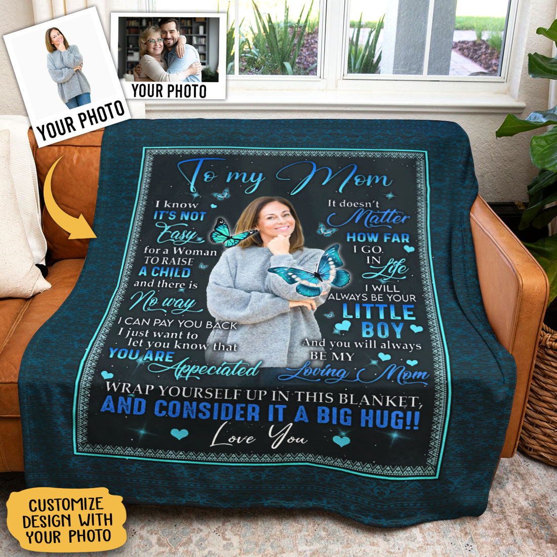 Personalized Blankets With Pictures - To My Mom It Doesn't Matter How Far I Go - Son To Mom, Daughter To Mom, Mother's Day Gift For Mom