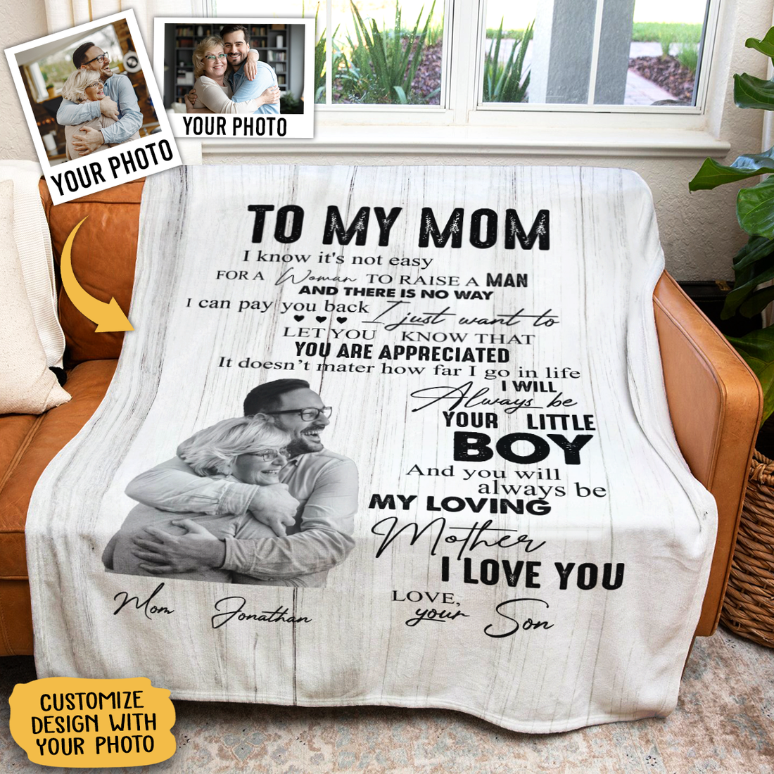 Custom Blanket With Pictures - To My Mom I Will Always Be Your Little Boy - Son To Mom Gift, Mother's Day Gift For Mom