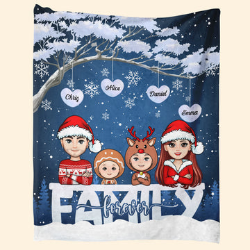 Family Forever Christmas - Personalized Blanket - Christmas Gift For Family