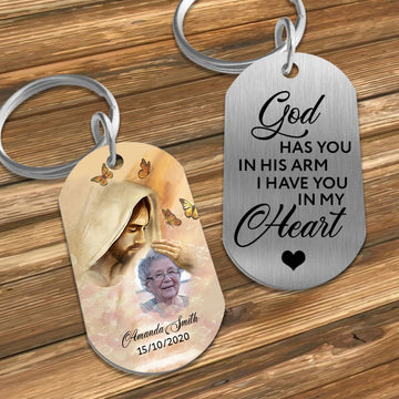 In Hand Of God I Have You Photo Stainless Steel Keychain Memorial