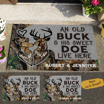 Deer Couple Hunting Personalized Doormat Gift For Couple