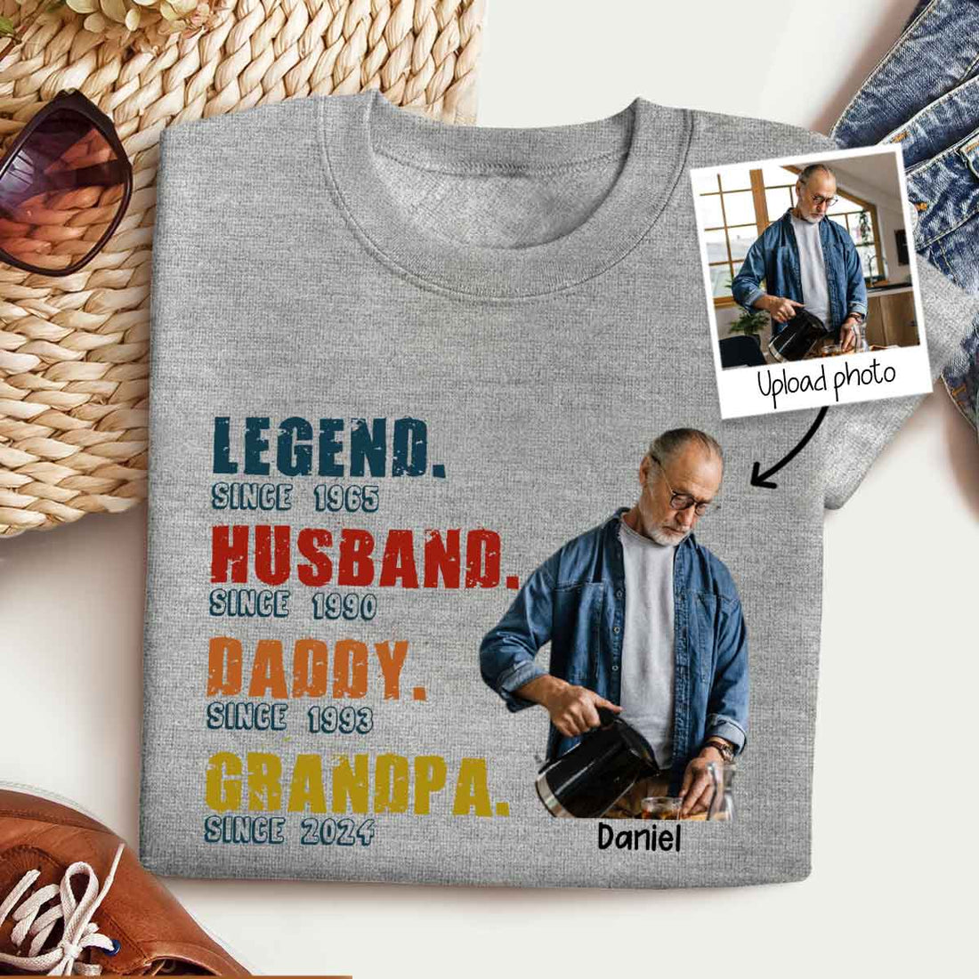 Legend Husband Daddy Papa Custom Photo - Personalized Apparel - Gift For Father, Grandpa, Father's Day, Birthday Gift