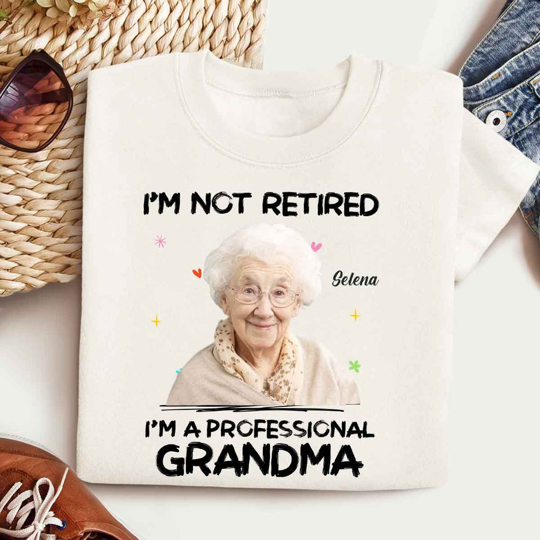 I m Not Retired I m A Professional Grandma Custom Photo - Personalized Shirt - Gift For Grandma, Mother's Day, Birthday Gift