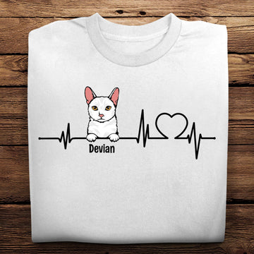 Cat Heartbeat - Personalized Apparel - Gift For Cat Lovers