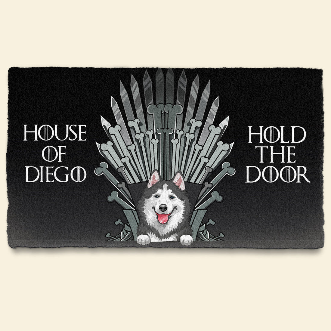 Dog Throne Bend The Knee - Personalized Doormat - Funny, Birthday Gift For Dog Lovers