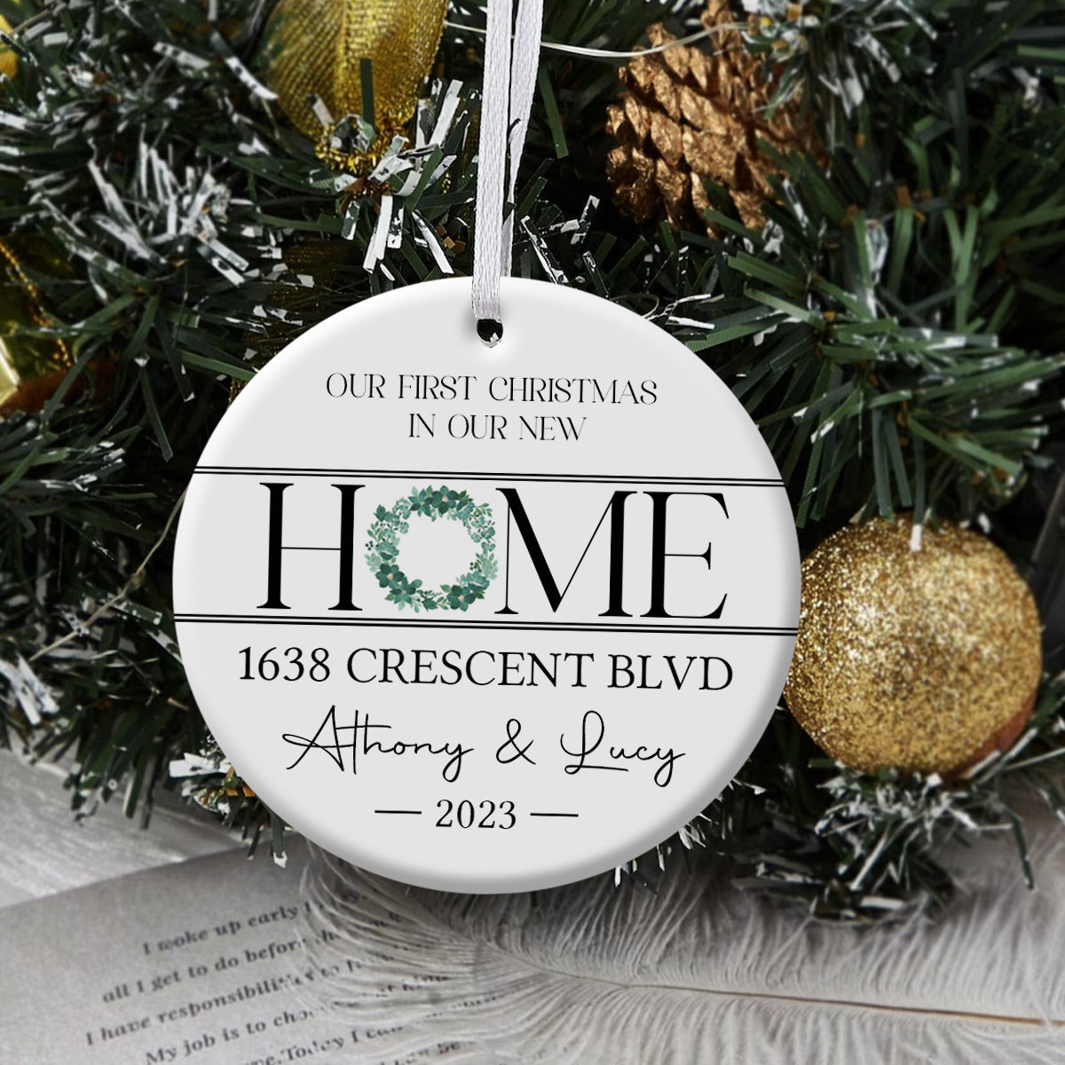 New Home Christmas Wreath - Personalized Ornament - Christmas Gift