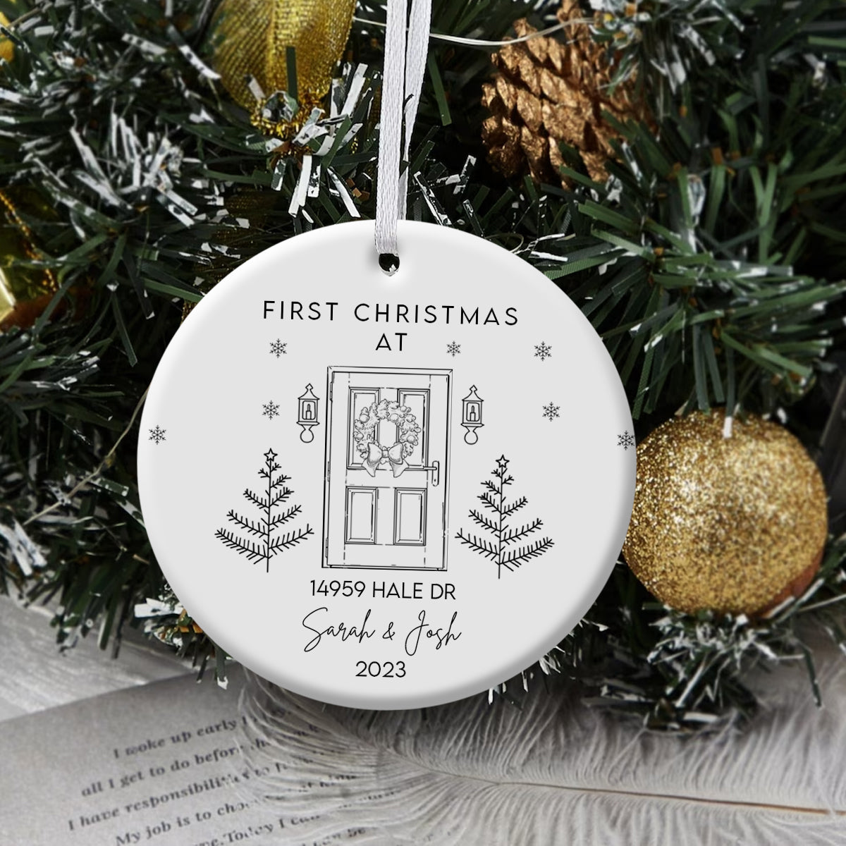 New Home With Christmas Door - Personalized Ornament - Christmas Gift