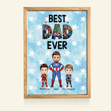 Best Dad Ever Superhero - Personalized Light Frame - Loving Gift For Father, Dad, Father's Day, Birthday Gift