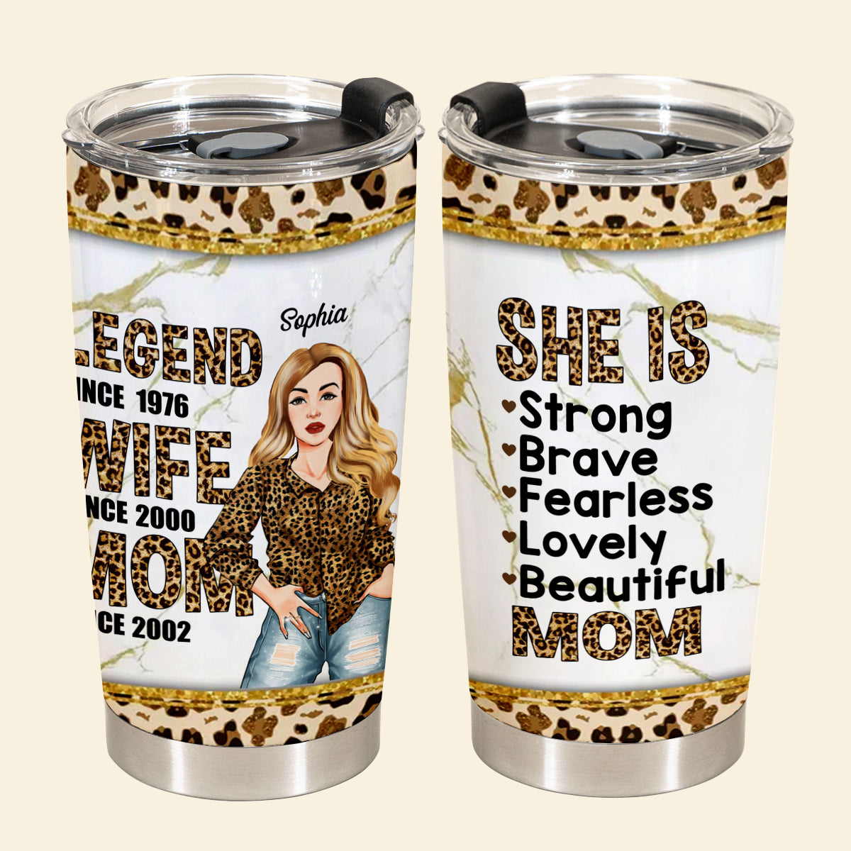 Legend Wife Mom Leopard - Personalized Tumbler - Gift For Wife