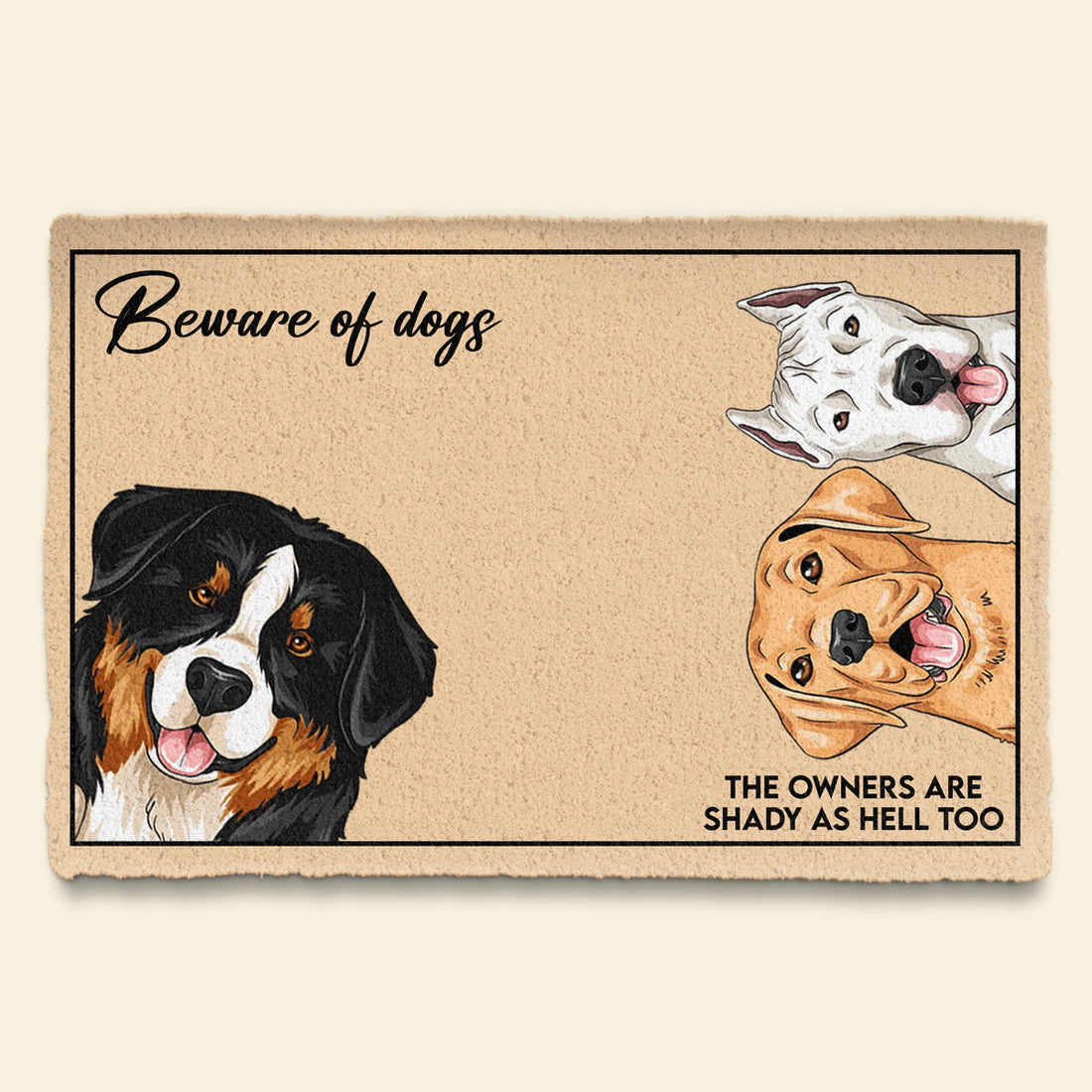 Beware Of Dogs- Personalized Doormat - Funny Gift For Dog Lovers