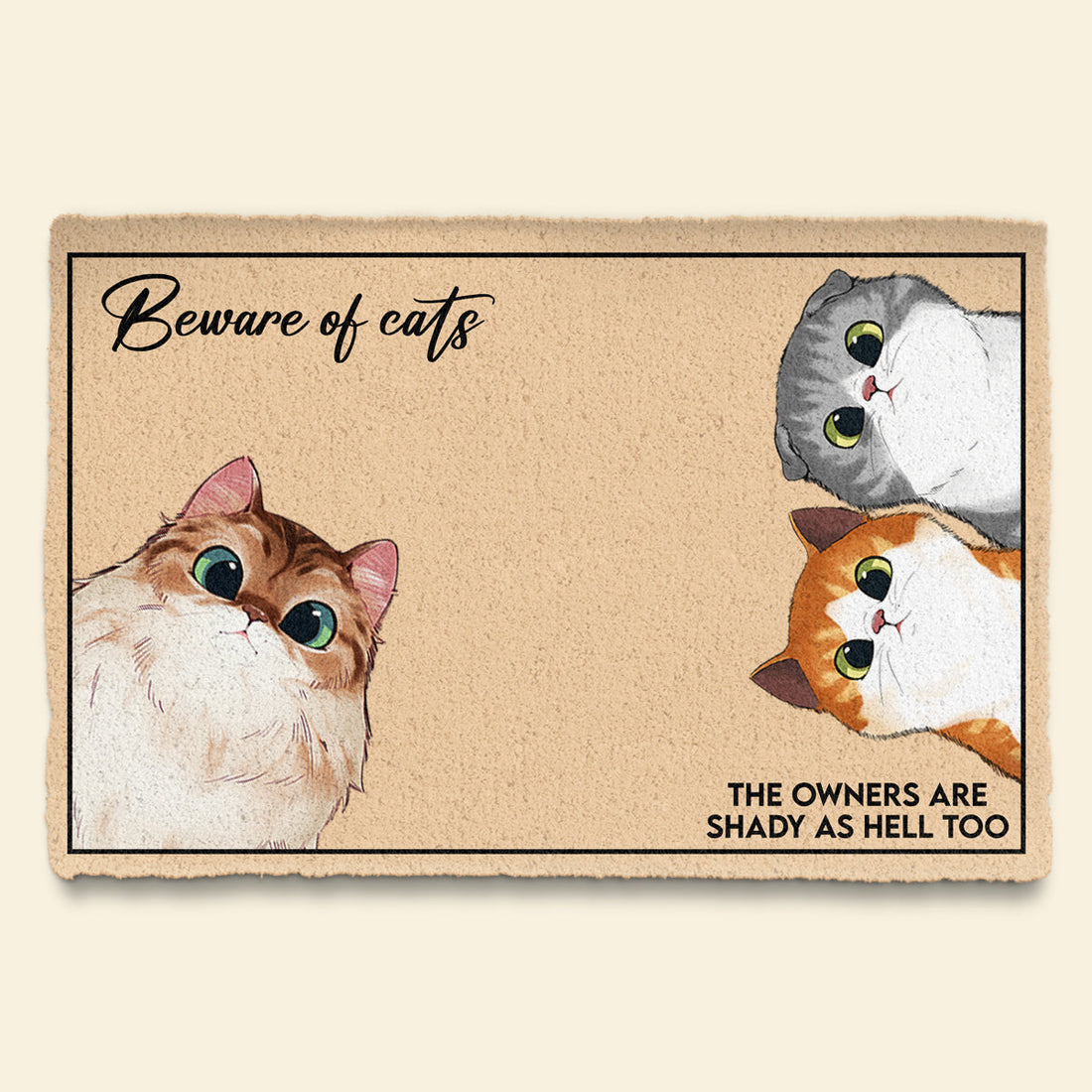 Beware Of Cats- Personalized Doormat - Funny Gift For Cat Lovers