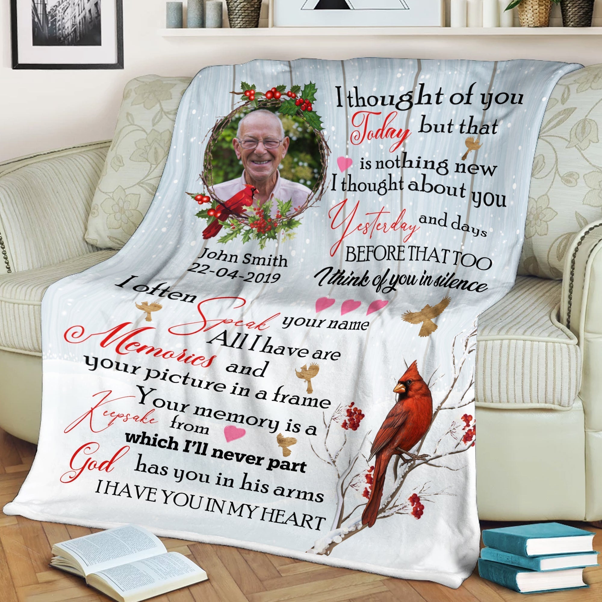 God Has You In His Arms Custom Photo Blanket Memorial