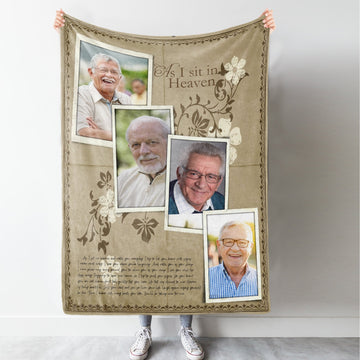 As I Sit In Heaven Custom 4 Photos Blanket Memorial