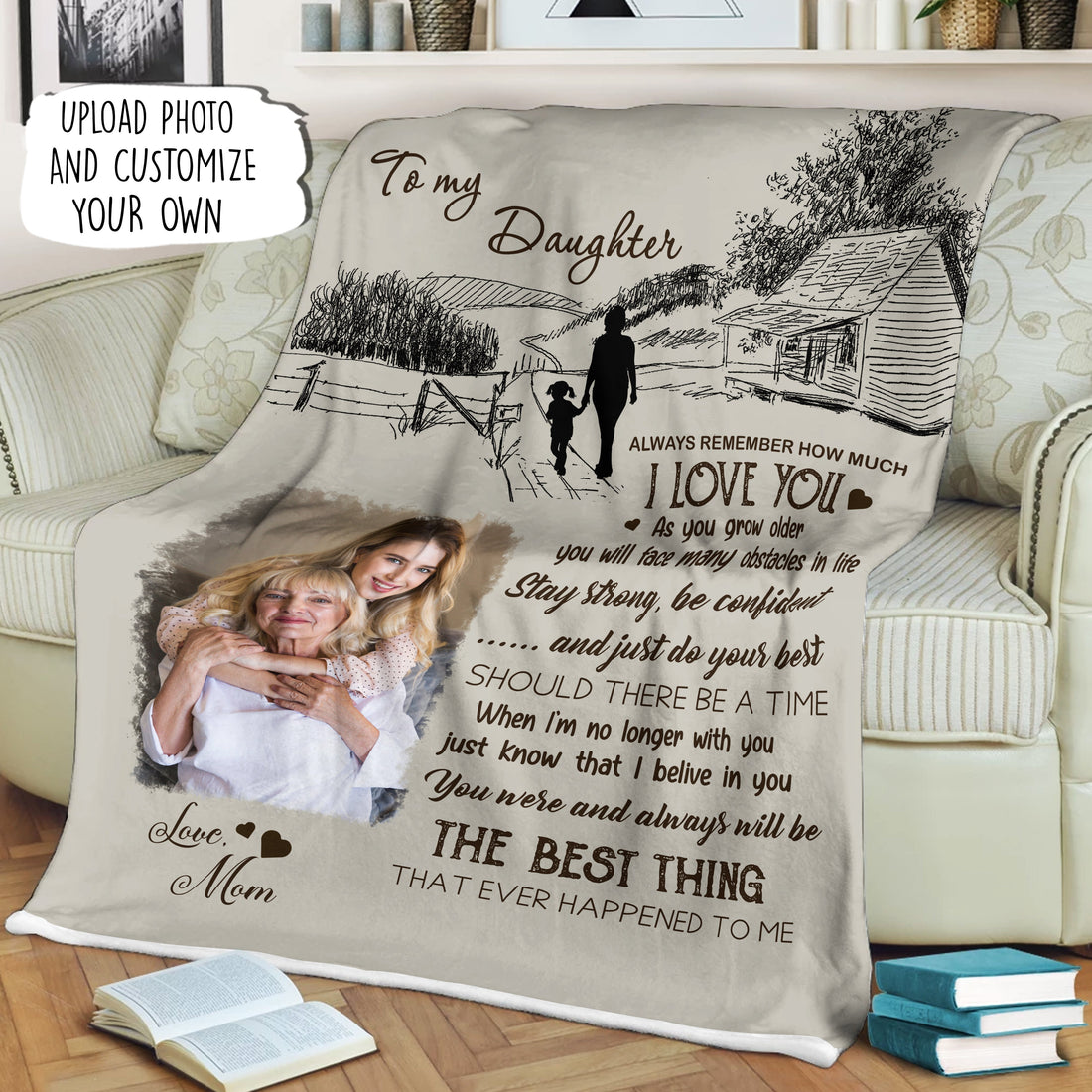 Always Remember How Much I Love You Photo Blanket Gift For Daughter