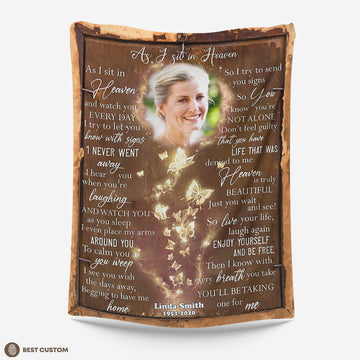 As I Sit In Heaven - Personalized Photo Blanket - Memorial