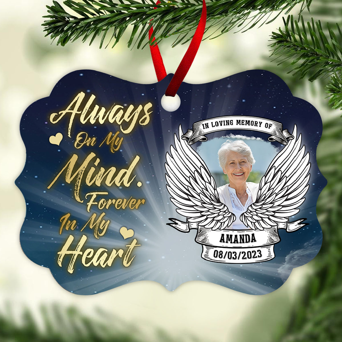 Rest In Peace Heaven Wings - Personalized Ornament - Memorial Gift